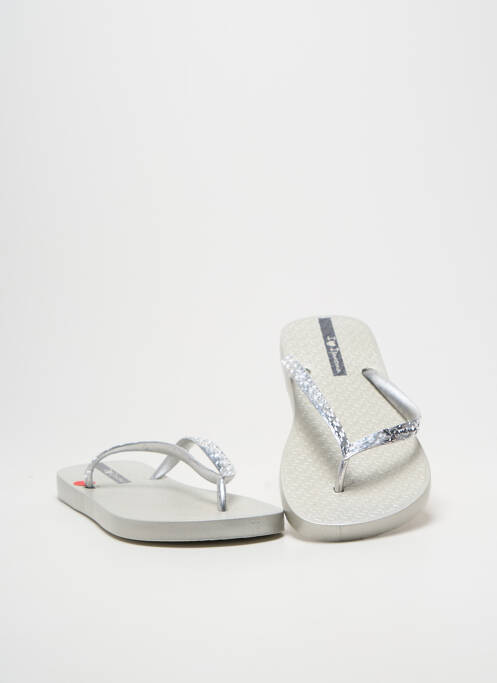 Tongs bout ouvert talon plat jusqu'à 3cm argent IPANEMA femme