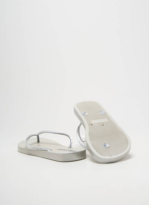 Tongs bout ouvert talon plat jusqu'à 3cm argent IPANEMA femme