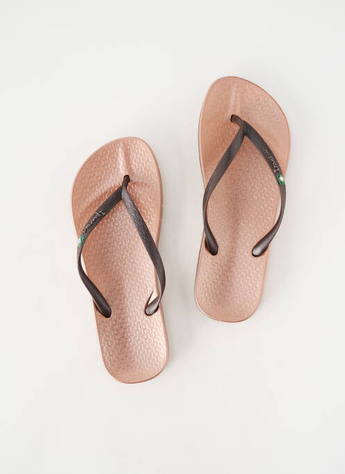 Tongs tissage satiné talon plat jusqu'à 3cm marron IPANEMA femme