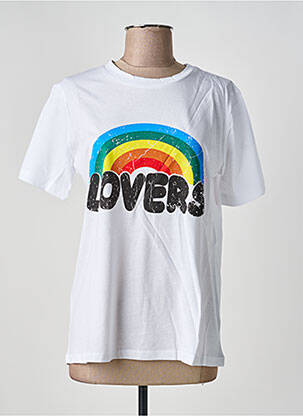 T-shirt sérigraphie floquée manches courtes blanc FIRSTAGE femme