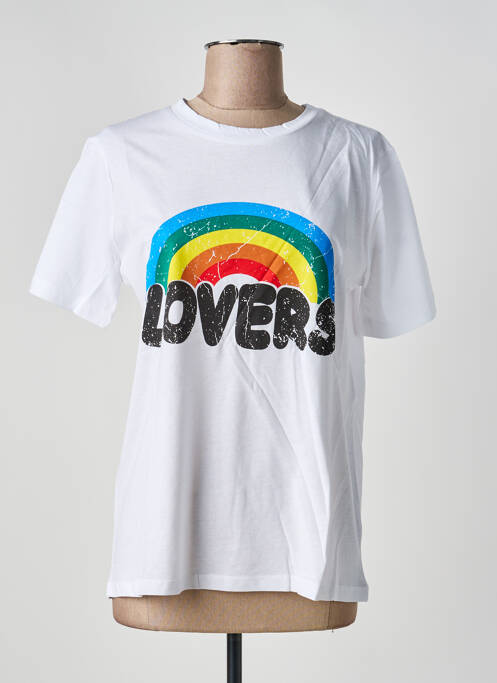 T-shirt sérigraphie floquée manches courtes blanc FIRSTAGE femme