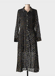 Robe longue manches longues manches longues noir LEO & UGO femme