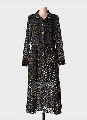 Robe longue manches longues manches longues noir LEO & UGO femme