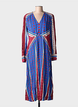 Robe mi-longue manches longues manches longues bleu AN' GE femme