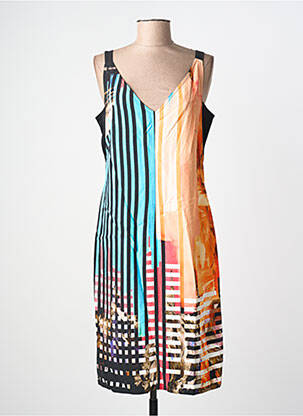 Robe mi-longue imprimé fantaisie fines bretelles noir FILIPINE LAHOYA femme