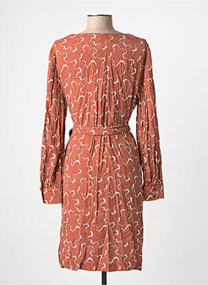 Robe mi-longue imprimé fantaisie manches longues orange BENSIMON femme
