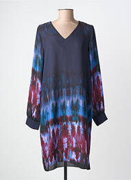 Robe mi-longue coupe fluide manches longues bleu LA FEE MARABOUTEE femme