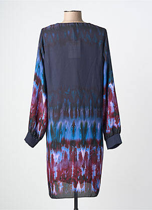 Robe mi-longue coupe fluide manches longues bleu LA FEE MARABOUTEE femme