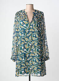 Robe mi-longue coupe fluide manches longues vert AN' GE femme