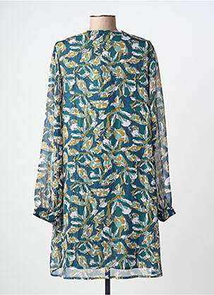 Robe mi-longue coupe fluide manches longues vert AN' GE femme