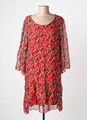 Robe courte manches 3/4 manches 3/4 rouge LA FEE MARABOUTEE femme