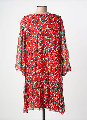 Robe courte manches 3/4 manches 3/4 rouge LA FEE MARABOUTEE femme