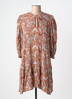 Robe courte manches 3/4 manches 3/4 orange AN' GE femme