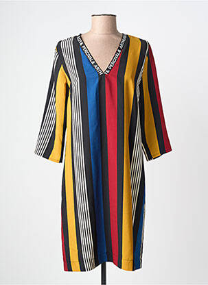 Robe mi-longue manches 3/4 manches 3/4 jaune QUEENIE femme