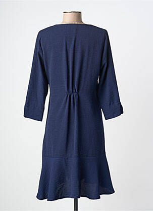 Robe mi-longue manches 3/4 manches 3/4 bleu BY MEG femme