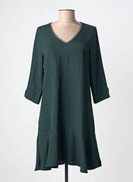Robe mi-longue manches 3/4 manches 3/4 vert BY MEG femme
