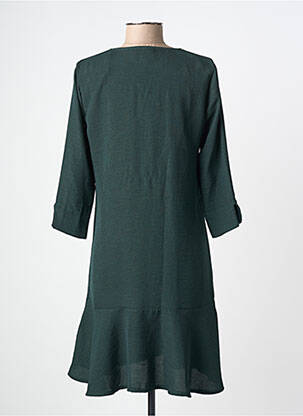 Robe mi-longue manches 3/4 manches 3/4 vert BY MEG femme