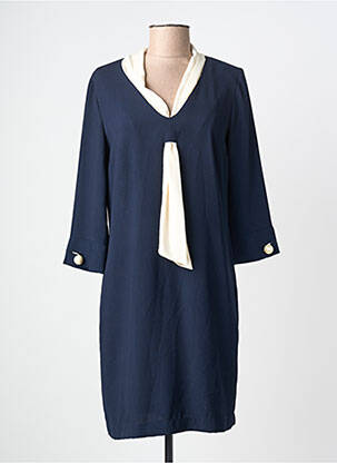 Robe courte manches 3/4 manches 3/4 bleu QUEENIE femme