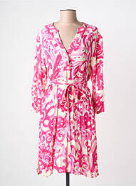 Robe mi-longue imprimé fleurs manches longues rose LA FEE MARABOUTEE femme