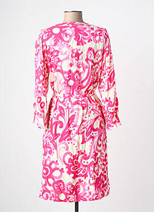 Robe mi-longue imprimé fleurs manches longues rose LA FEE MARABOUTEE femme