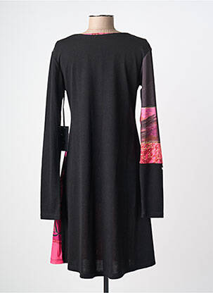 Robe mi-longue imprimé fleurs manches longues rose VOLT DESIGN femme