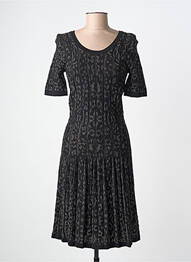 Robe mi-longue manches courtes manches courtes noir LEO & UGO femme