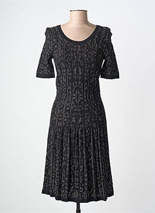 Robe mi-longue manches courtes manches courtes noir LEO & UGO femme