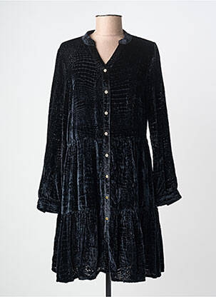 Robe courte manches longues manches longues noir LEO & UGO femme