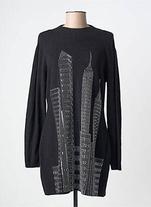 Robe pull coupe cintrée manches longues noir LEO & UGO femme