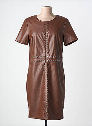 Robe courte fermeture zippée au dos manches courtes marron RIVER WOODS femme