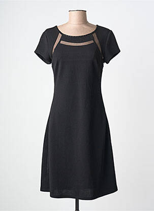 Robe mi-longue manches courtes manches courtes noir LEO GUY femme