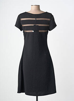 Robe mi-longue manches courtes manches courtes noir LEO GUY femme