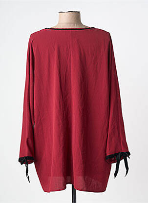 Top tissage crêpe manches longues rouge QUEENIE femme