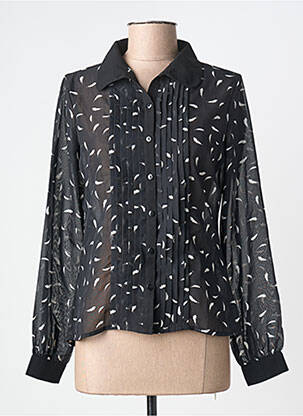 Chemisier tissage crêpe manches longues noir ROSALITA MC GEE femme