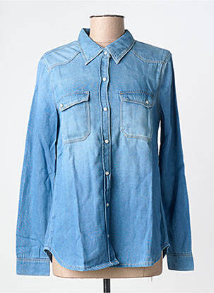 Chemisier coupe cintrée manches longues bleu DENIM STUDIO femme