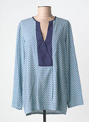 Blouse imprimé fleurs manches longues bleu JANE WOOD femme