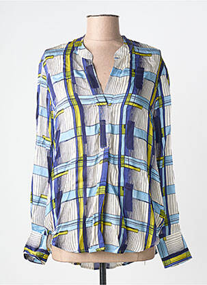 Blouse poignets boutonnés avec fente manches longues bleu BELLA JONES femme