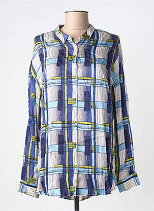 Chemisier coupe fluide manches longues bleu BELLA JONES femme