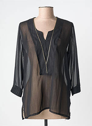 Blouse légère et transparente manches 3/4 noir MA PETITE FIANCEE femme