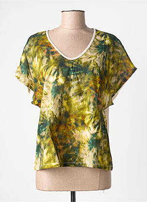 T-shirt coupe droite manches courtes vert LA FEE MARABOUTEE femme