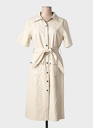 Robe mi-longue manches courtes manches courtes beige RINO & PELLE femme