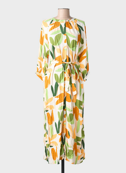 Robe longue imprimé fantaisie manches 3/4 vert AN' GE femme