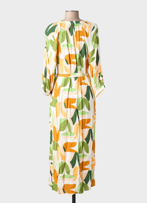 Robe longue imprimé fantaisie manches 3/4 vert AN' GE femme