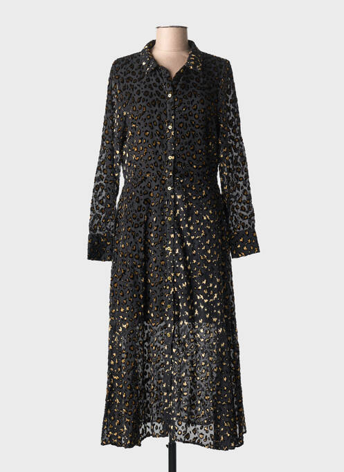 Robe longue manches longues manches longues noir LEO & UGO femme