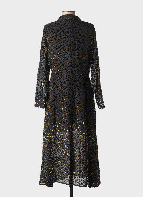 Robe longue manches longues manches longues noir LEO & UGO femme