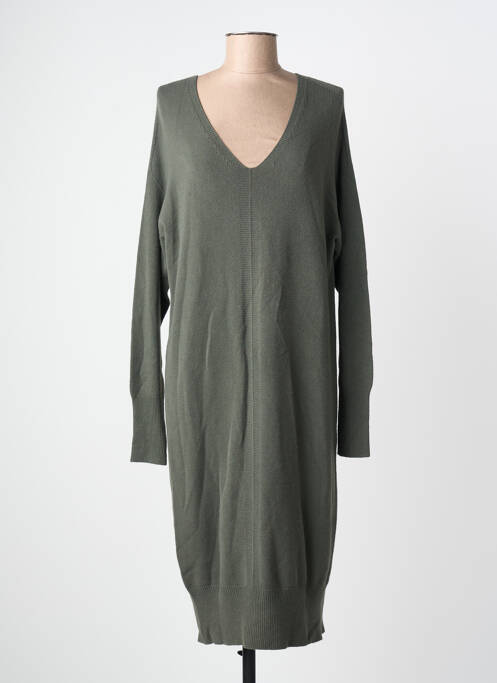Robe pull col v manches longues vert LA FEE MARABOUTEE femme