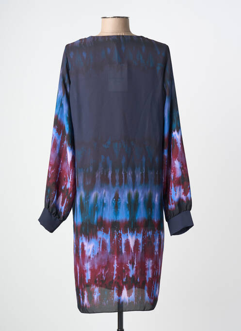 Robe mi-longue imprimé fantaisie manches longues bleu LA FEE MARABOUTEE femme