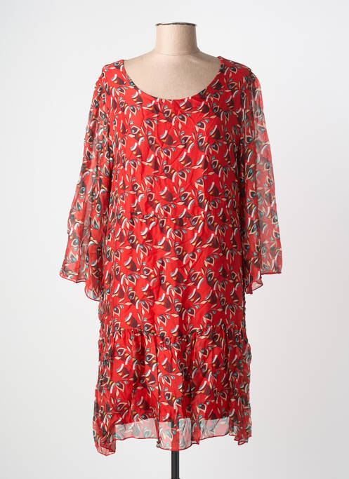 Robe courte manches 3/4 manches 3/4 rouge LA FEE MARABOUTEE femme