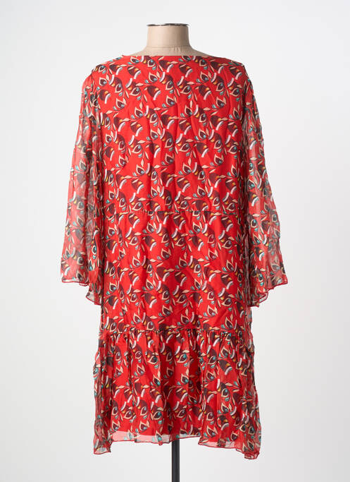 Robe courte manches 3/4 manches 3/4 rouge LA FEE MARABOUTEE femme