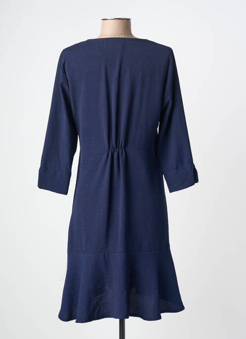 Robe mi-longue coupe évasée manches 3/4 bleu BY MEG femme